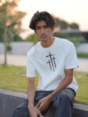 Black Cross Minimalist Graphic White T-Shirt