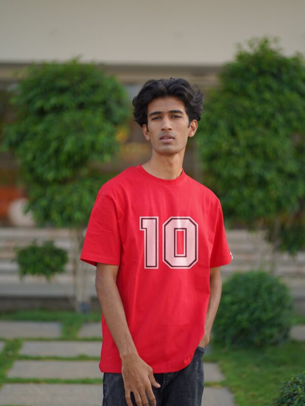 Number 10 Themed Red Graphic T-Shirts
