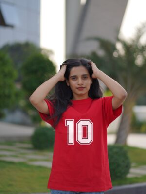Number 10 Themed Red Graphic T-Shirts